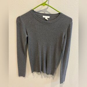Gray Ribbed Knit Sweater